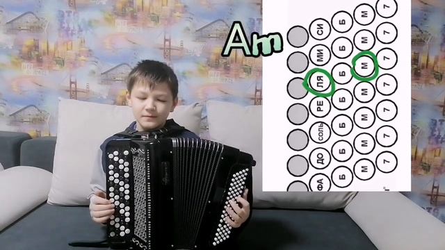 Играем гитарные аккорды Am, Dm и E на баяне / Playing guitar chords Am, Dm and E on the accordion смотреть онлайн