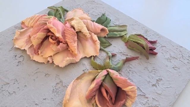 ROSES. Sculpture painting. Plaster. Palette knife смотреть онлайн
