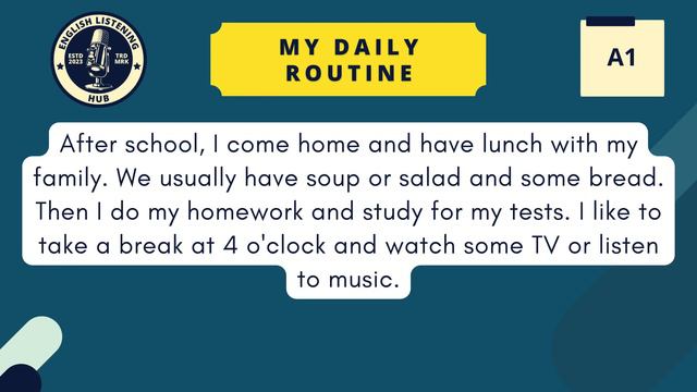 MY DAILY ROUTINE | A1 ENGLISH STORY | READING AND LISTENING PRACTICE #englishreadingpractice