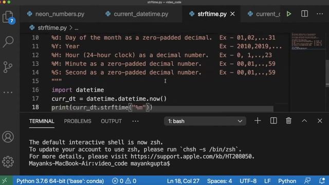 Code 46: strftime() in Python DateTime | Datetime Module | 365 Days of Code смотреть онлайн