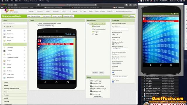 MIT App Inventor: Binary Number & Pixel App (Designing Screens) - AP Computer Science Principles