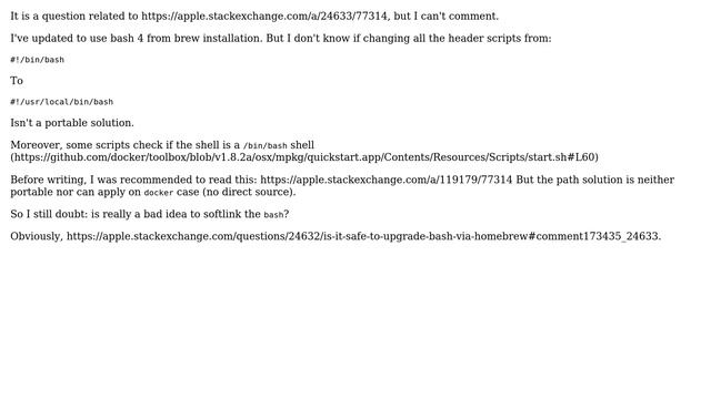 Apple: Softlink /bin/bash to a brew-installed bash смотреть онлайн