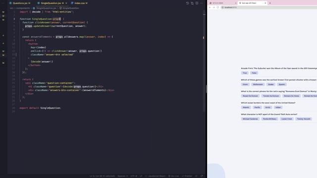 Build quiz app with React #11 - Highlight selected answers смотреть онлайн