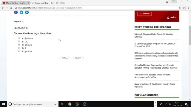 Simulazione dei quiz per la certificazione Java смотреть онлайн