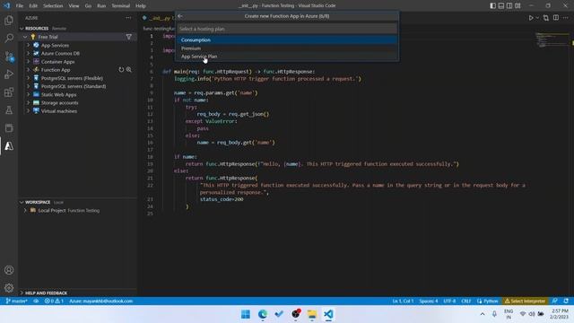 Setup Your First Azure Functions App (Python) using Visual Studio Code | Step-by-Step Guide 2023 смотреть онлайн