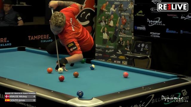 Mickey Krause vs Jonas Souto Dynamic Billard European Championships 10 Ball Men 2023 Day2 смотреть онлайн