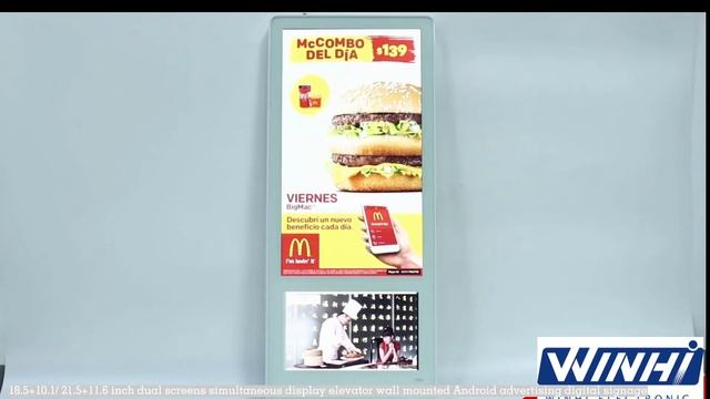 18.5inch+10.1inch21.5inch+11.6inch elevator dual screen Android wall mounted LCD advertising screen смотреть онлайн