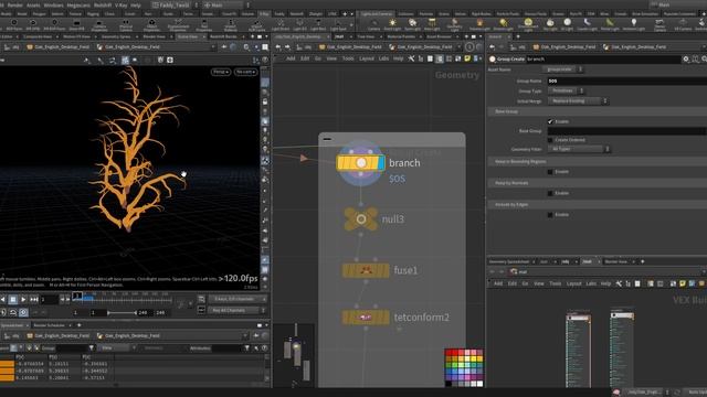 simulating Speed Tree in Houdini Vellum, Render in V-Ray, file included смотреть онлайн