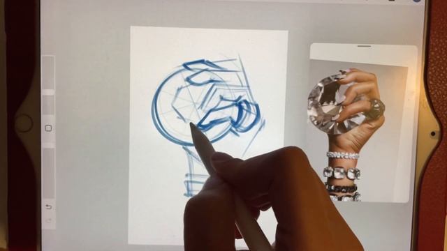 Рисуем второй скетч руки с камнем. Как рисовать руки. смотреть онлайн