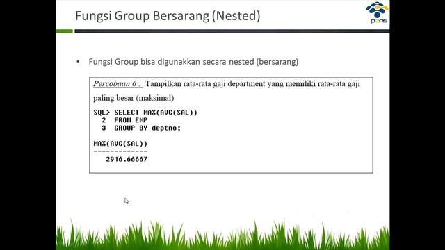 Oracle part 5 - PENGGUNAAN FUNGSI GROUP смотреть онлайн