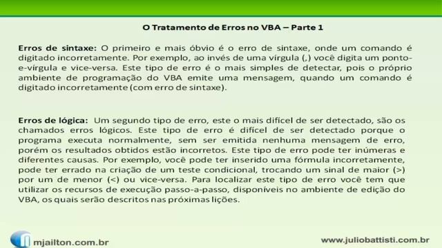 Lição 024 - Curso Gratuito de Programação VBA no Excel - Tratamento de Erros no VBA смотреть онлайн