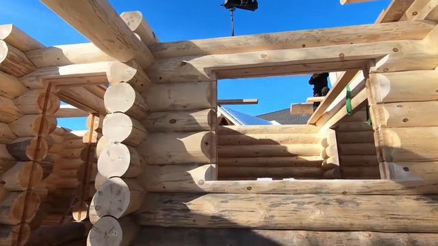 Монтаж бани "Каскад" ручной рубки из сосны смотреть онлайн