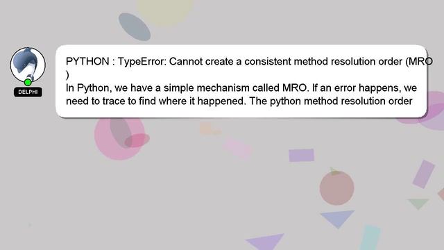 PYTHON : TypeError: Cannot create a consistent method resolution order (MRO) смотреть онлайн
