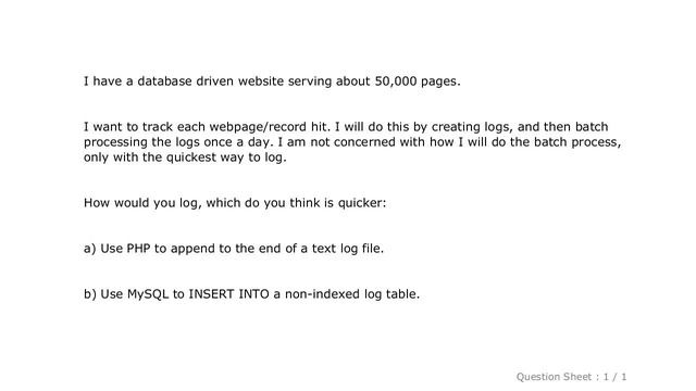 MySQL : Log to file via PHP or log to MySQL database - which is quicker? смотреть онлайн