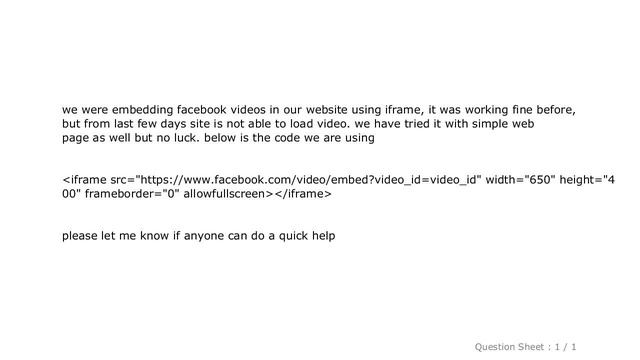 HTML : Facebook embeded video with iframe not working смотреть онлайн