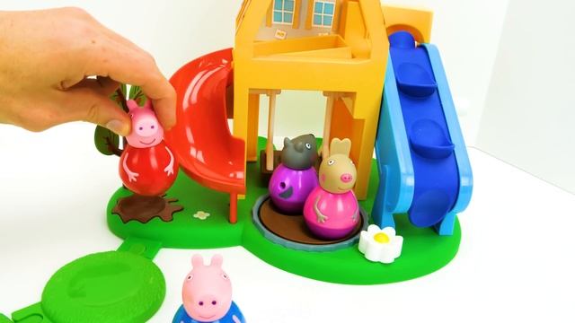 Let's Play with ♥Peppa Pig♥ Weebles and a fun Locking Dollhouse! смотреть онлайн