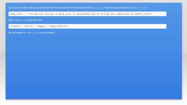Python Count the number of substring in list from other string list without duplicates смотреть онлайн