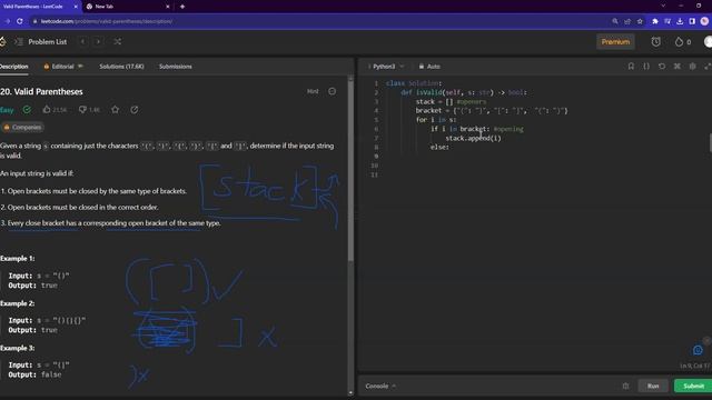 Leetcode - Valid Parentheses walkthrough. EASY #Python #leetcode смотреть онлайн