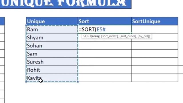 Sort and Unique formula || Excel new formula combination || array formula without ctrl+shift+enter смотреть онлайн