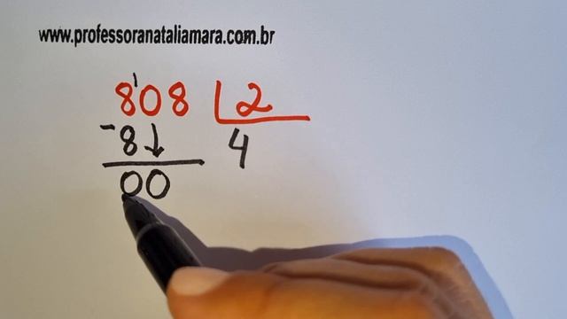808 Dividido Por 2 | Dividir 808 Por 2 | 808/2 | 808:2 | 808 ÷ 2 |  ZERO NO DIVIDENDO DA DIVISÃO