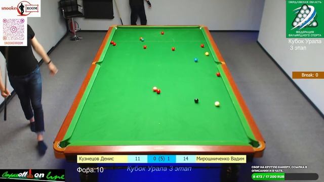 Кузнецов Денис vs Мирошниченко Вадим. Кубок Урала 3 Этап. Snooker Room. смотреть онлайн