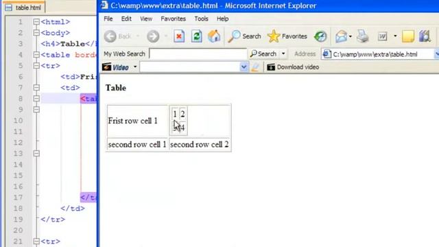 Lesson 12: Nested Tables in html Hindi Video Tutorial смотреть онлайн