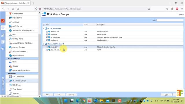 Kerio Control UTM Tutorial 21 - IP Addresses Group 4K смотреть онлайн