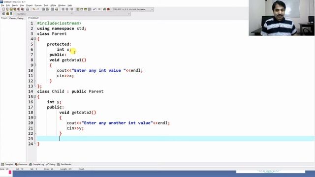 Calling Variable of base class from derived class in c++ смотреть онлайн