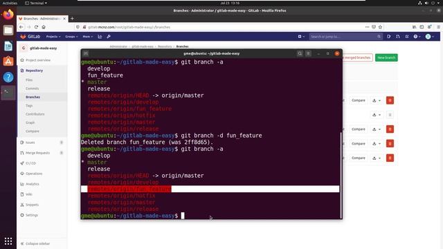 GitLab delete branch remote example смотреть онлайн