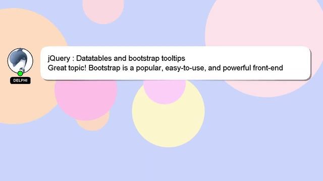 jQuery : Datatables and bootstrap tooltips смотреть онлайн