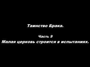 Таинство Брака 
Часть 9. Малая церковь строится в испытаниях