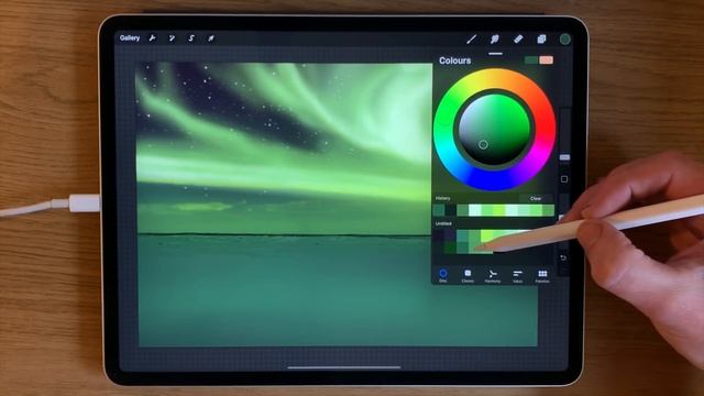 IPAD PAINTING TUTORIAL - Northern Lights landscape created in Procreate смотреть онлайн
