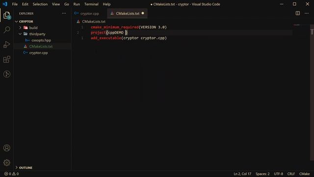 Минимальный CMake конфиг для сборки простого С++ приложения смотреть онлайн