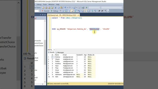 How to Rename Column Name in Existing Table ? SQL table me column ka name change kaise kare? смотреть онлайн