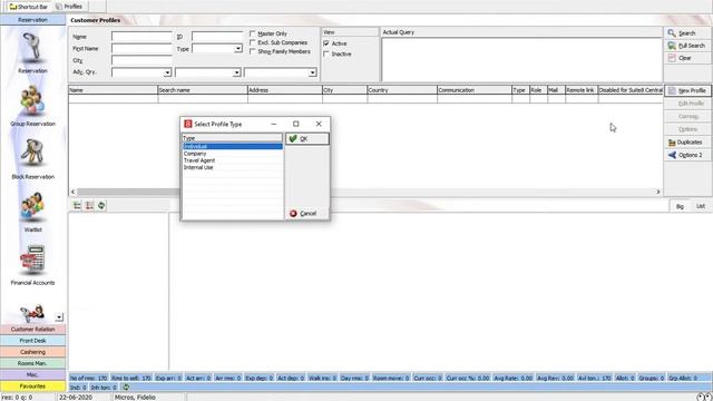 Oracle Hospitality Suite8 Profile Type смотреть онлайн