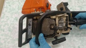 Как снять у бензопилы тягу газа