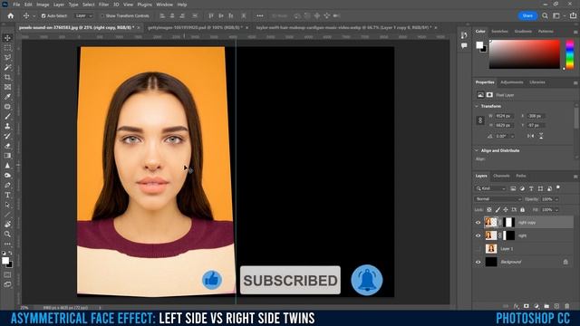 Asymmetrical FACE SWAP in Photoshop CC | Left Side vs Right Side of Face Twins смотреть онлайн