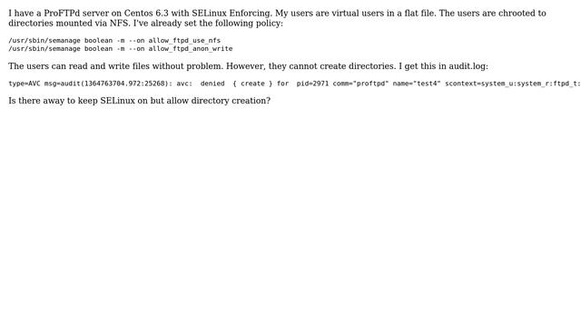 DevOps & SysAdmins: ProFTPd and SELinux: mkdir Permission denied смотреть онлайн