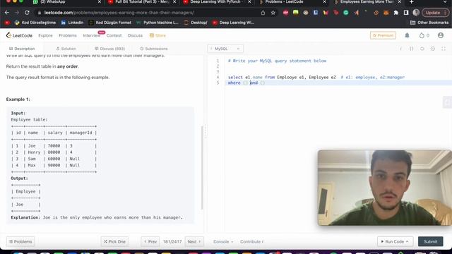 6 - Leetcode - SQL - 181. Employees Earning More Than Their Managers смотреть онлайн