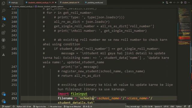 How to update any data of students using fileinput School Management Project on Core Python смотреть онлайн