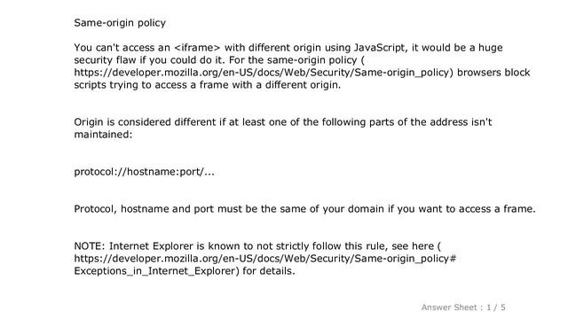 JavaScript : SecurityError: Blocked a frame with origin from accessing a cross-origin frame смотреть онлайн