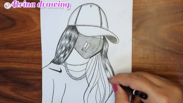 pencil sketch : hidden face drawing : how to draw a girl with cap : pencil drawing смотреть онлайн