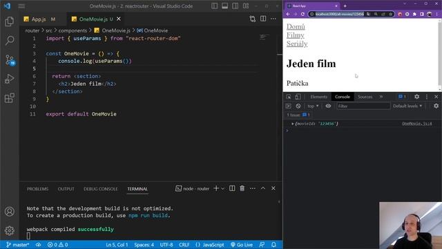 15. React 3 - React router a vícestránkový web - načítáme parametry (useParams) смотреть онлайн