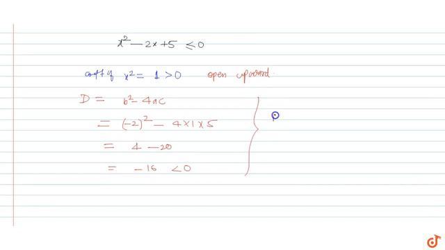 The set of all solutions of the inequation `x^2-2x+5 lt=0` is смотреть онлайн