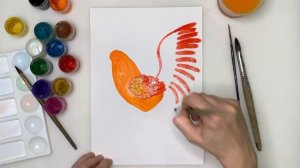 Рисуем петуха. Как нарисовать петуха гуашью шаг за шагом. Урок рисования для самых маленьких.