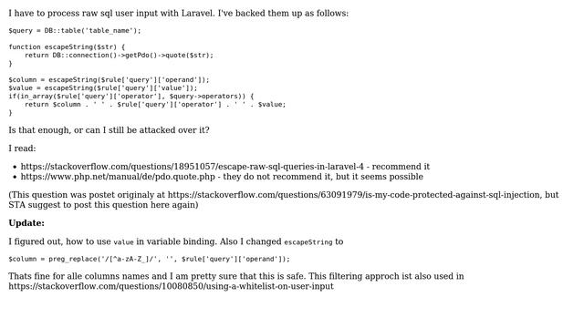 Code Review: Does PDO::quote helps me to protect me against sql injection? смотреть онлайн