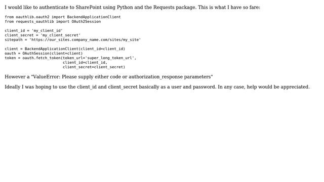 Authenticate to SharePoint using Client Id and Client Secret with python Requests module смотреть онлайн