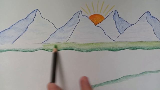 Как нарисовать пейзаж горы Шаг за шагом (очень просто) смотреть онлайн