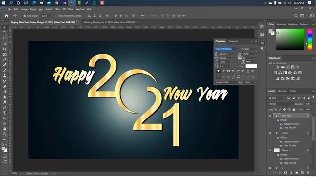 Happy New Year Poster Design || Photoshop Tutorial смотреть онлайн