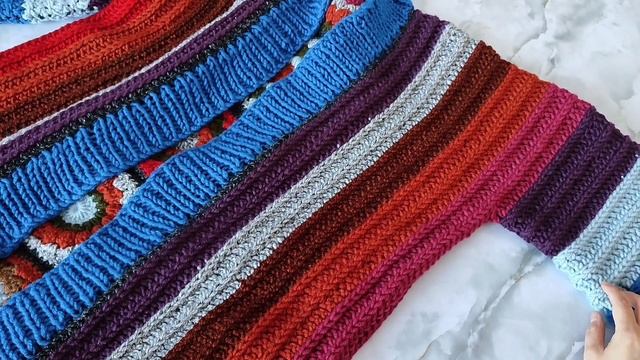 ?НЕОБЫЧНЫЙ КАРДИГАН крючком / Кардиган связан из пряжи ALIZE SUPERLANA MAXI из остатков пряжи ???
